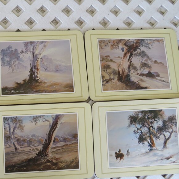 Set 6 Cork Back Tablemats Australian Landscapes Vintage (K714) - Picture 3 of 12